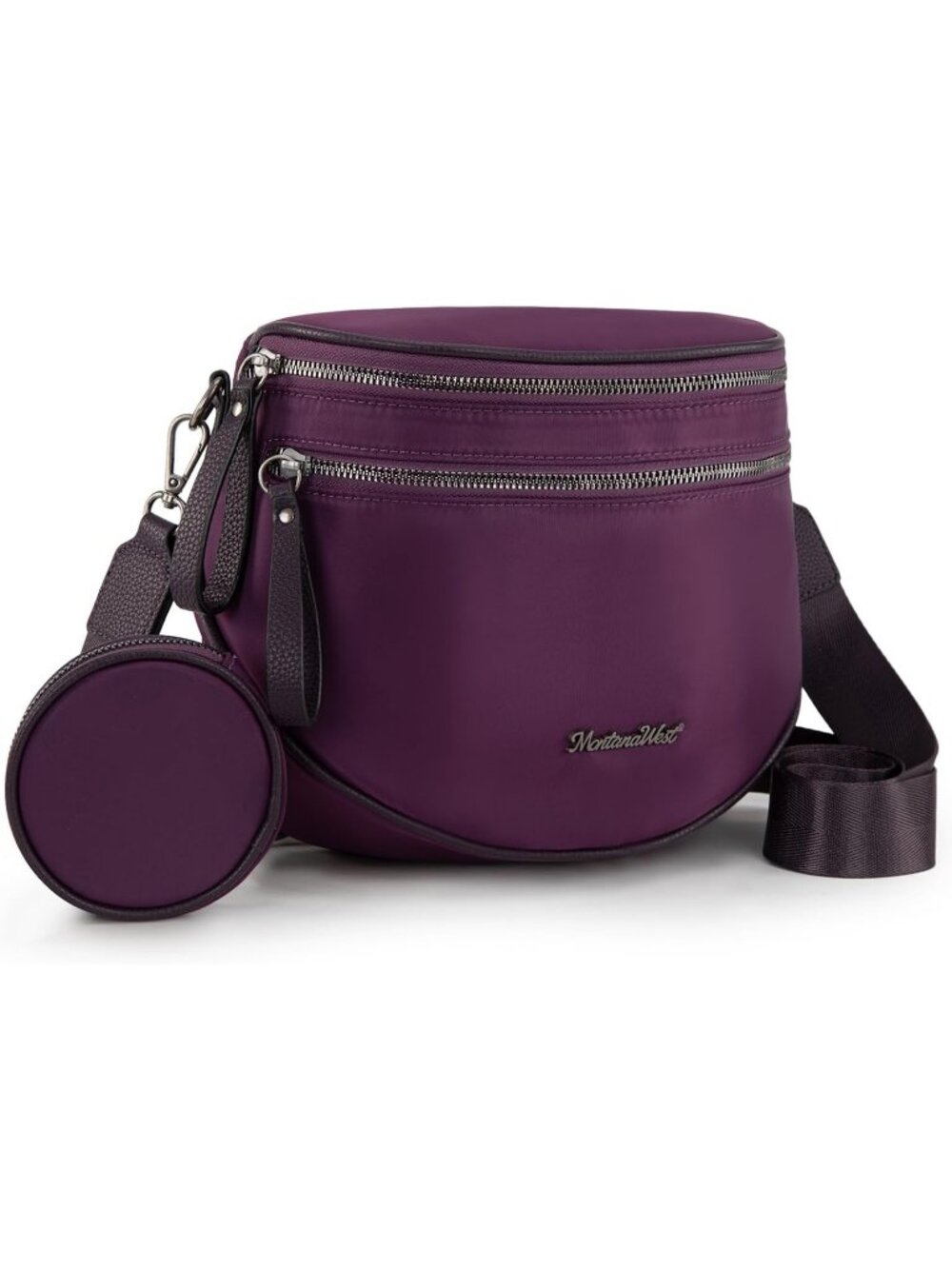 Women's Purple Vegan Leather Tote Satchel Handbag Top Handle Crossbody Bag